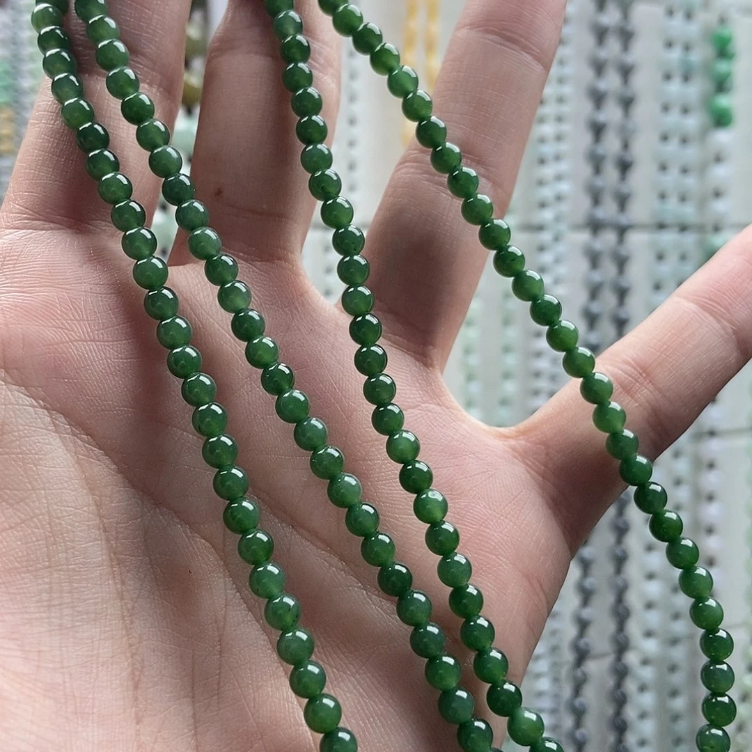 和田玉颈饰未镶嵌王****?和田玉碧玉4mm