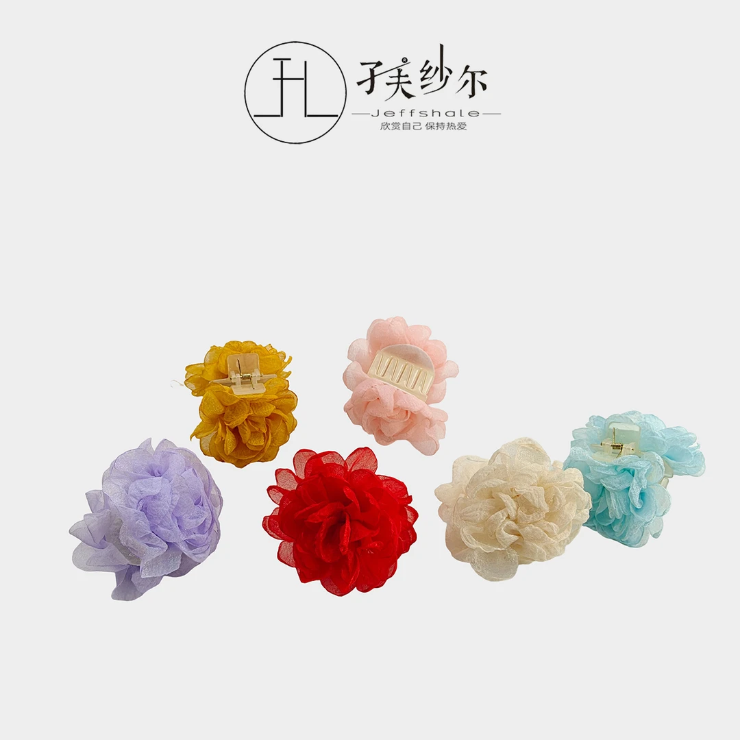 JF 春天的颜色纱纱玫瑰花抓夹