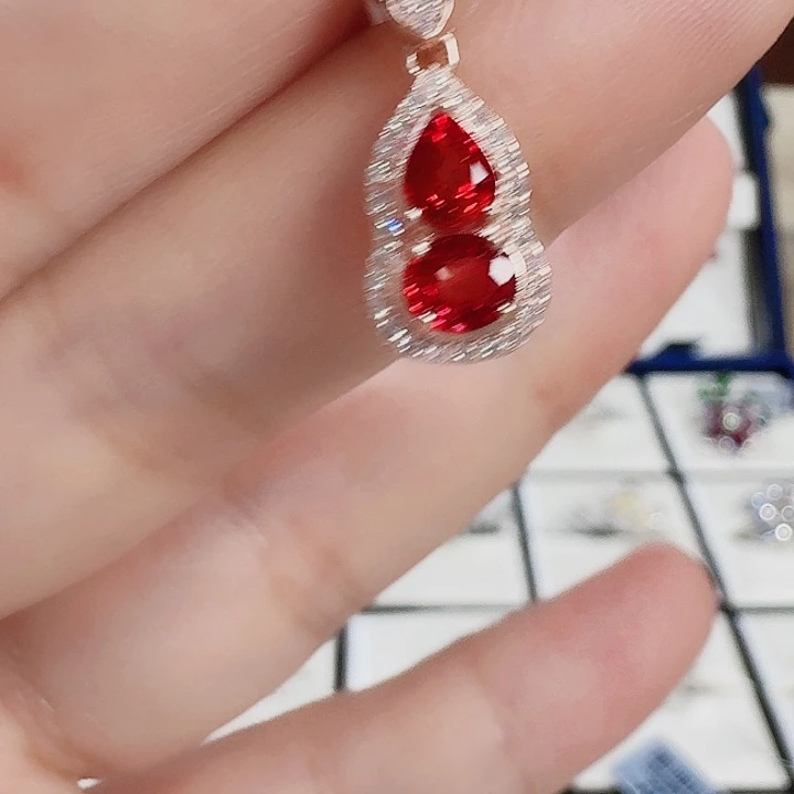 蓝宝石吊坠(不含链)银S925镶嵌