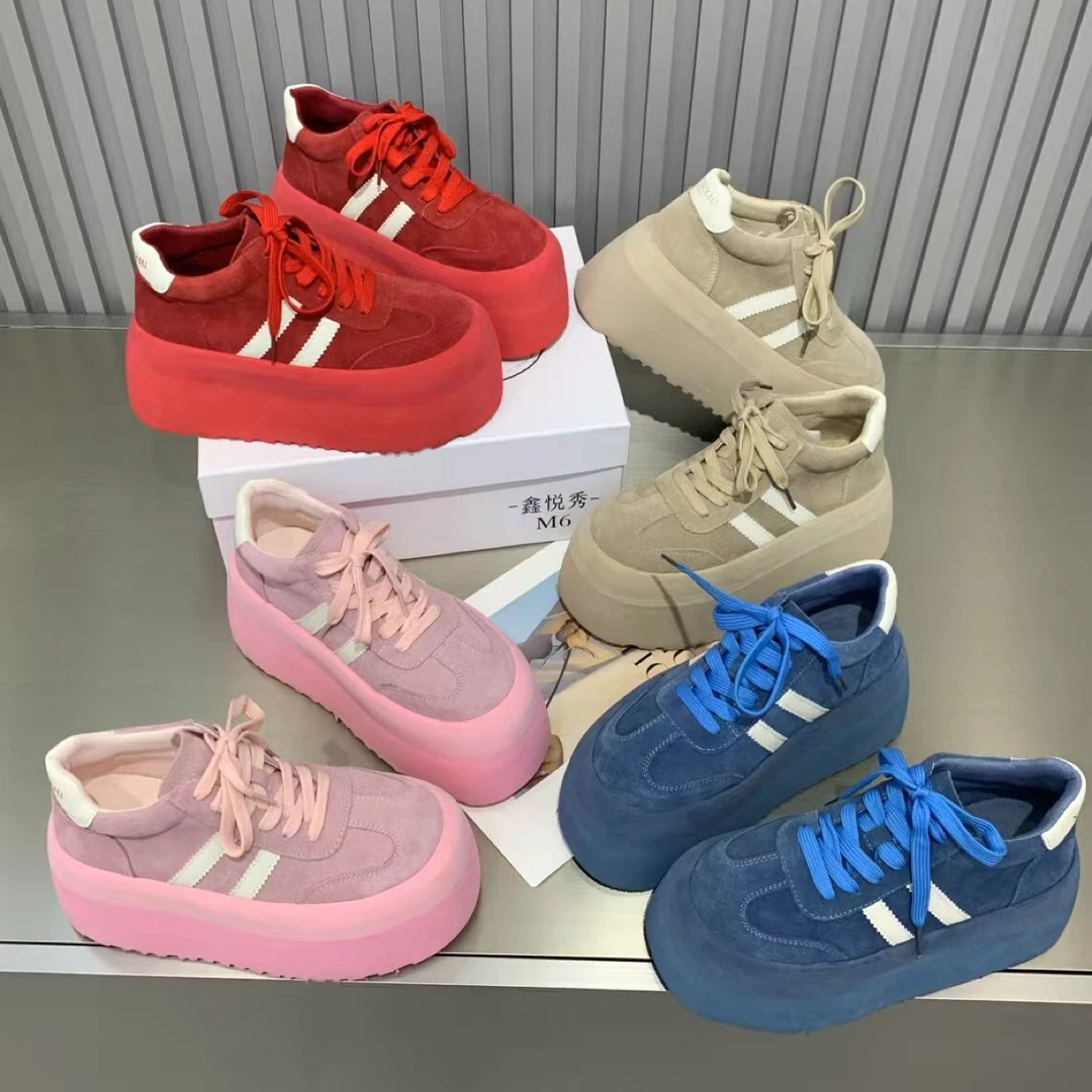 广州欧货【洋人儿】春季真皮8cm系带厚底复古学院气质百搭松糕鞋