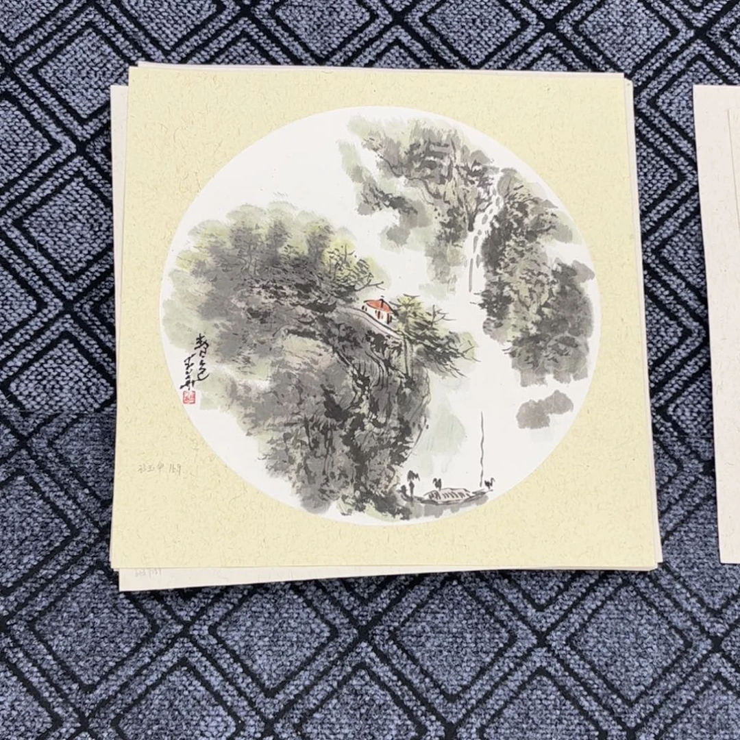 国画孙玉华老师三尺斗方山水卡纸旭