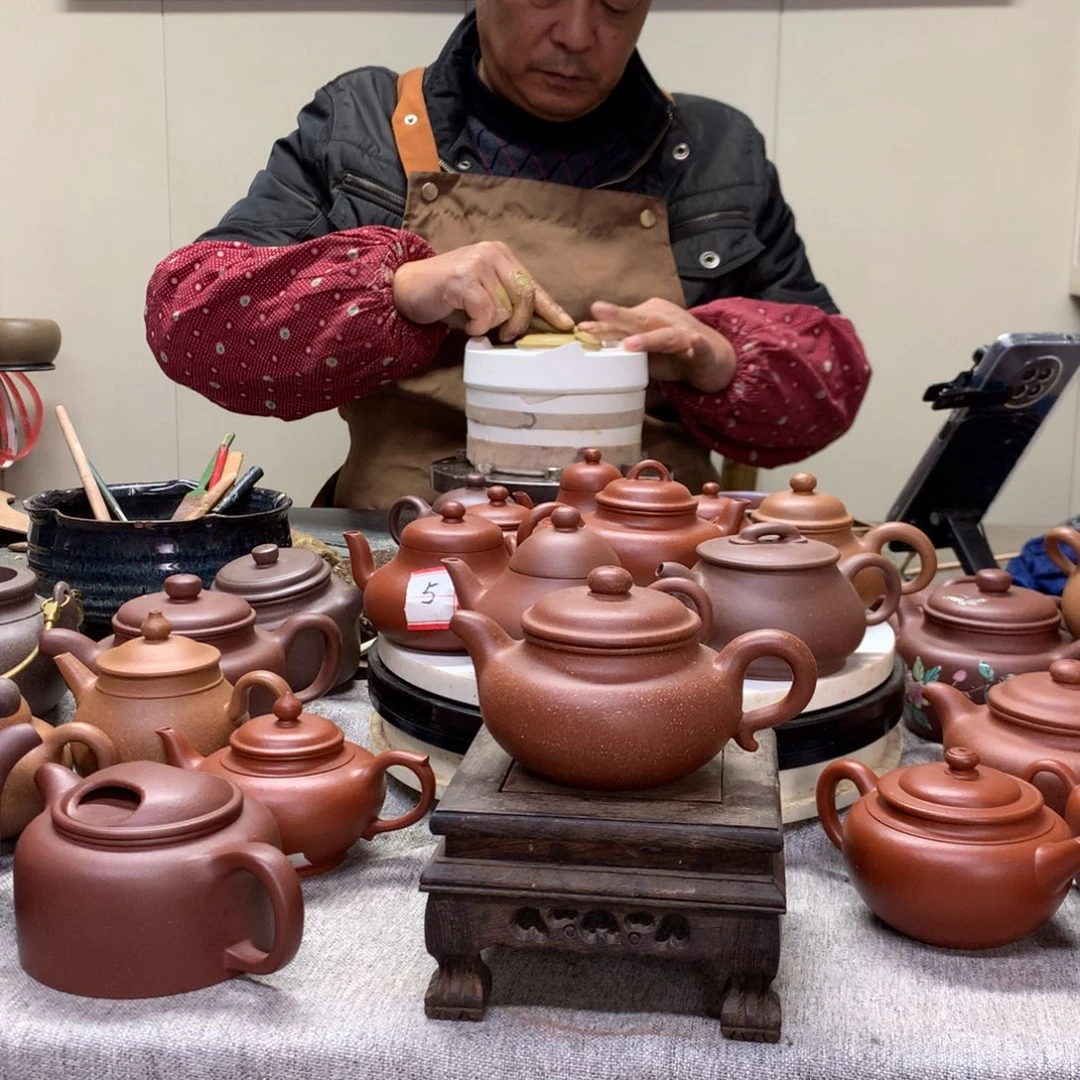 紫泥茶壶红降坡仿古170 C半手工制作
