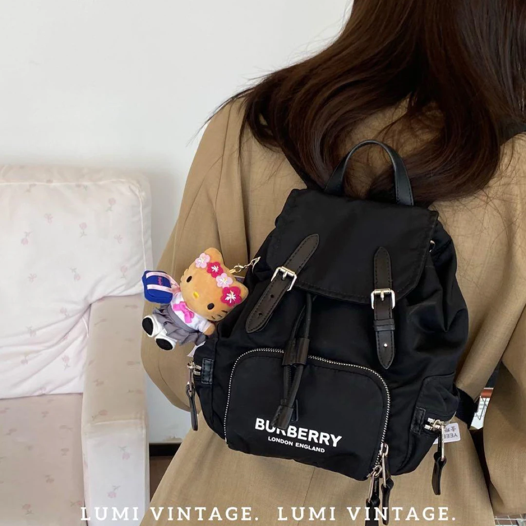 95新 BURBERRY/博柏利 Lumi包展-黑色帆布mini双肩包