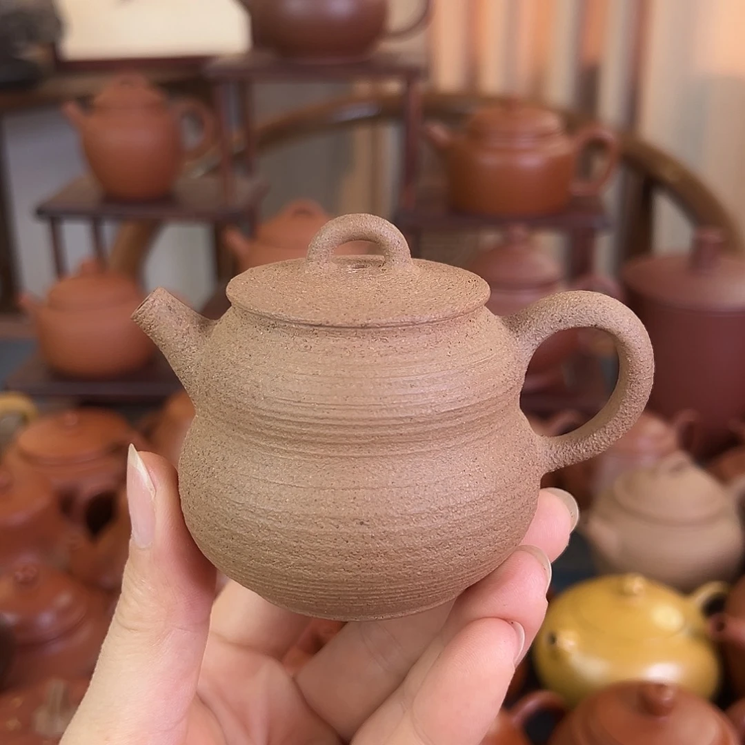 茶壶紫砂精品原矿 葫芦 松花泥 全手工手拉壶 120cc