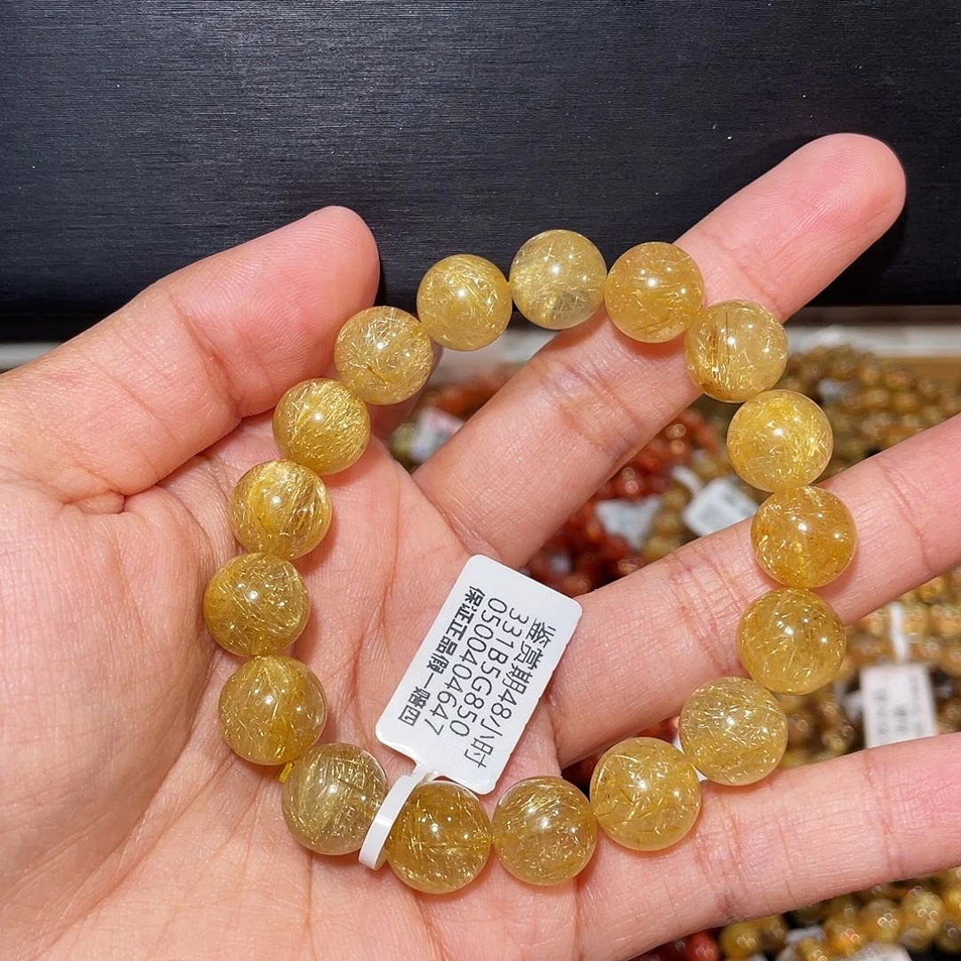 发晶未镶嵌手链满天星金发晶12.2mm