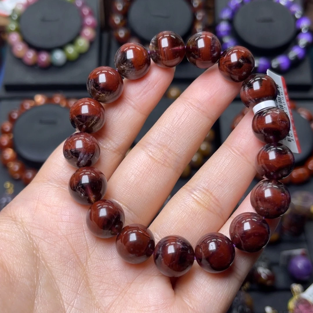 水晶未镶嵌手链极光牛血红单圈11mm