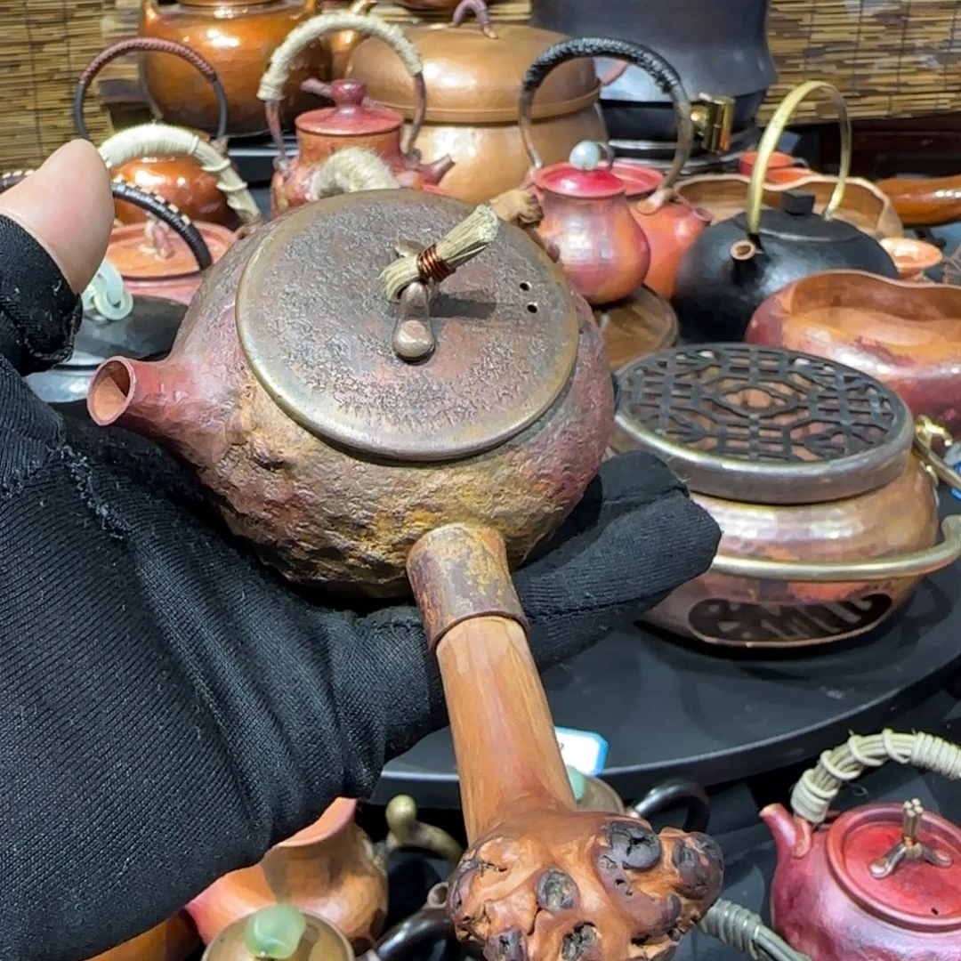 手工制作紫铜茶壶约80毫升容量