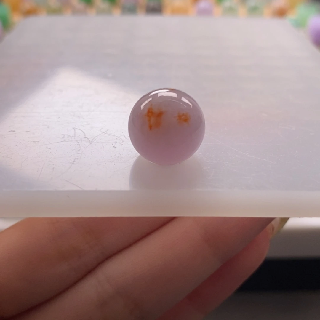 翡翠未镶嵌颈饰粉底洒金特色圆珠卡13