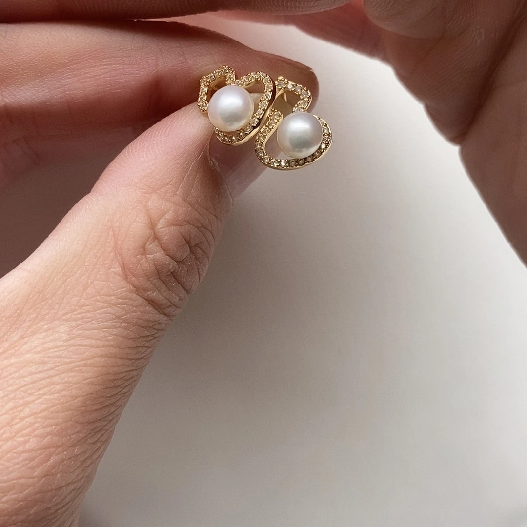 淡水珍珠耳饰银S925镶嵌