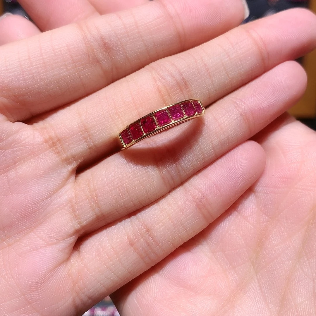 红宝石戒指银S925镶嵌
