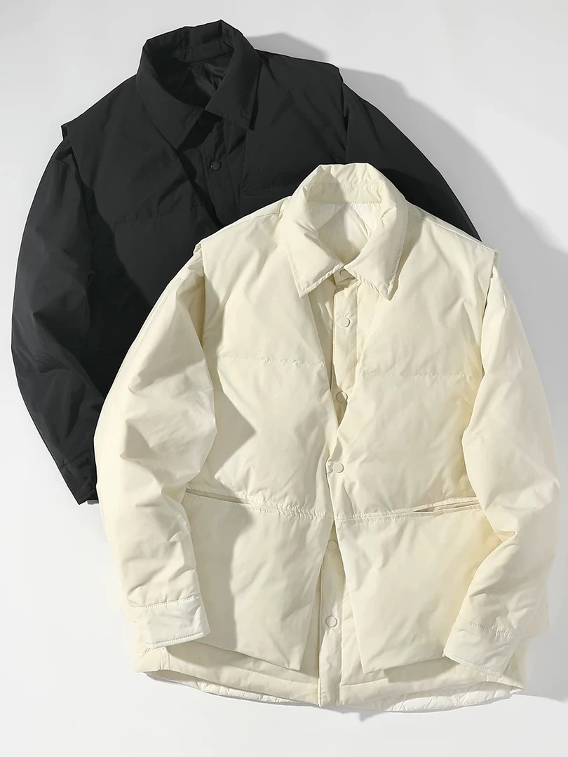 【28028】男士纯色双面穿马甲可脱卸冬季新款保暖加厚外套28028*YLZ