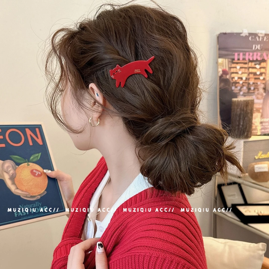 木子秋博主同款！可爱小猫咪刘海侧边夹ins高级感时髦洋气搭碎发夹