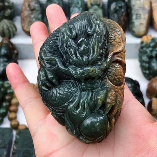 岫岩河磨玉（透闪石质玉）未镶嵌把件冰*