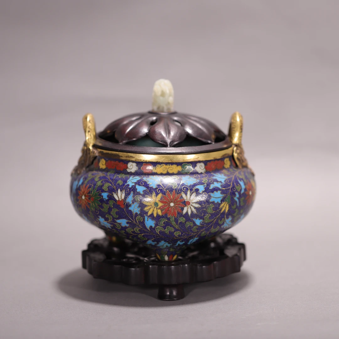 lot37 DY4337   清代 景泰蓝鎏金香炉