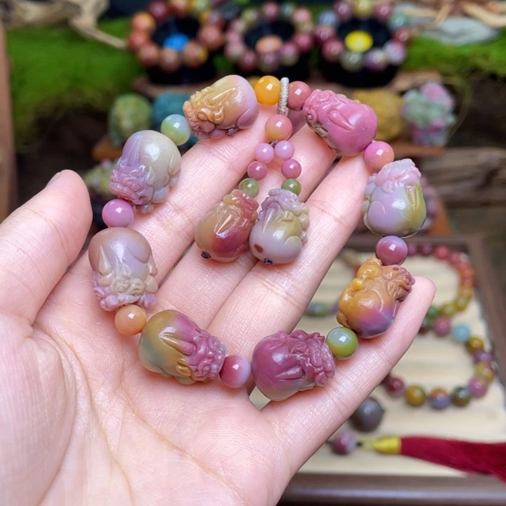 媛***宝玛瑙/玉髓未镶嵌手串盐源玛瑙老矿料貔貅手串
