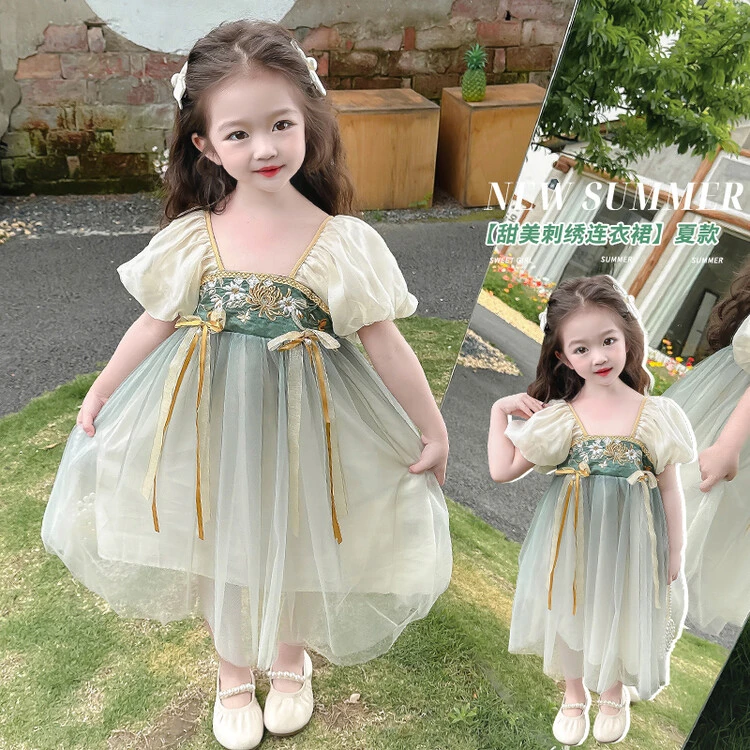 女童夏季新款洋气连衣裙女孩2-8岁汉服裙子儿童古风中国风夏款女