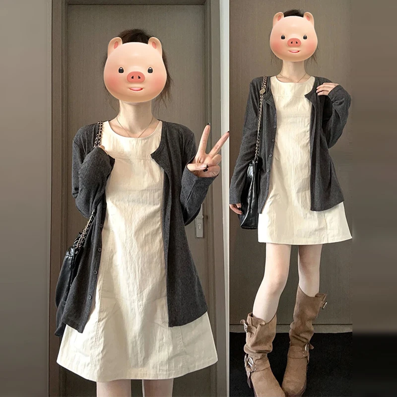 3426无袖背心连衣裙子韩系小个子秋冬高级感穿搭短裙2025新款女装