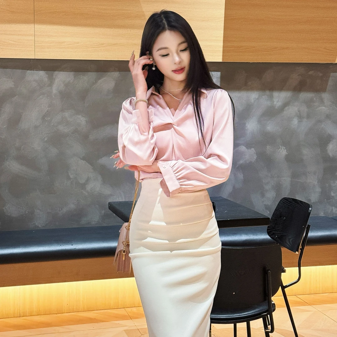 设计感小众春季新款时尚气质女装韩系chic别致上衣长袖衬衫6605