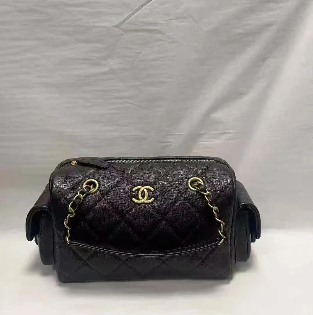 未使用 Chanel/香奈儿  黑金双口袋保龄球链条包  二店