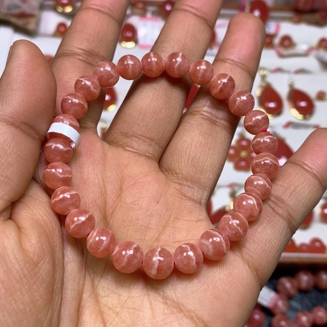 菱锰矿（红纹石）手绳未镶嵌五花肉7.5m