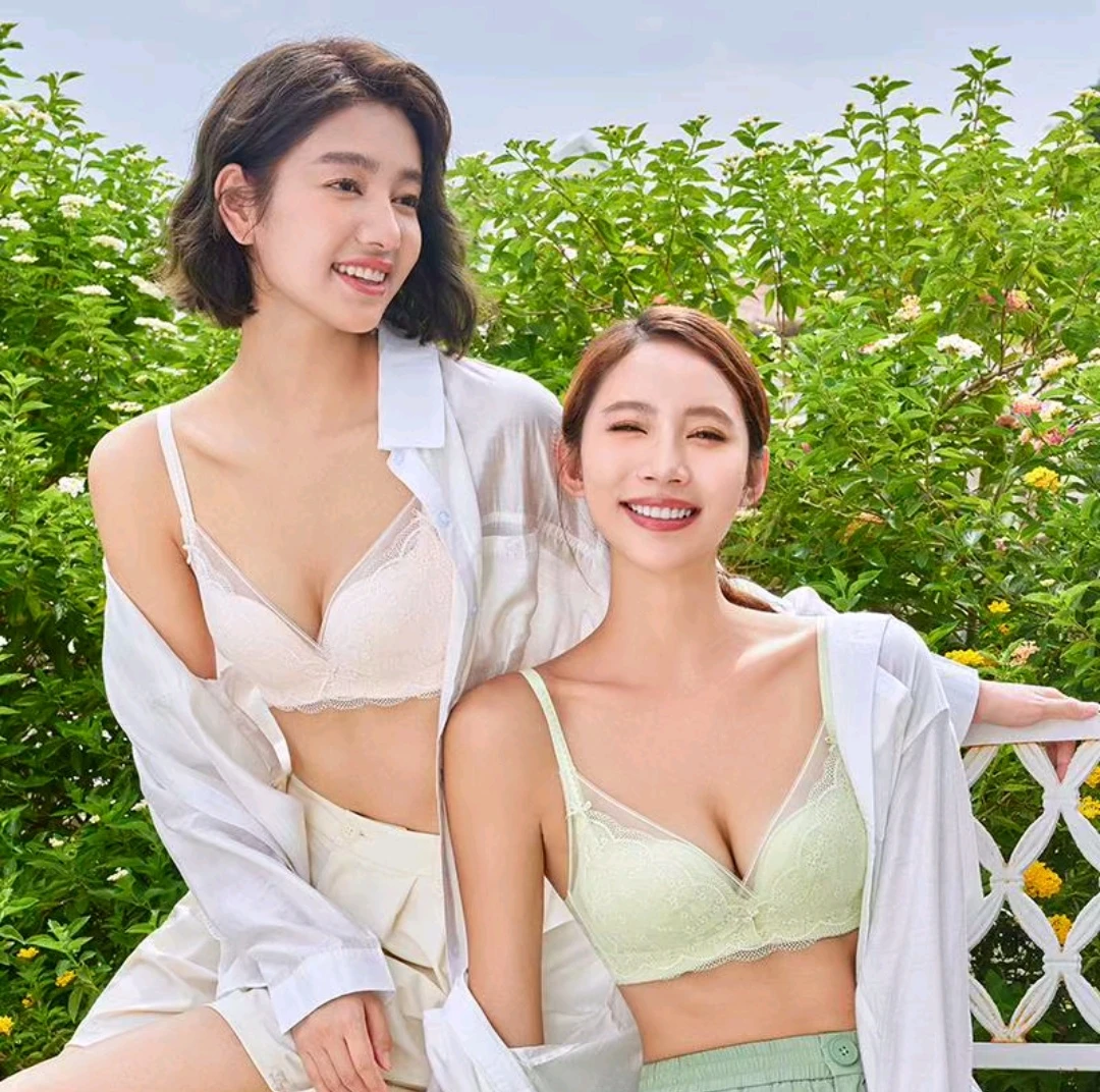 丽人内衣3D花型杯内衣蕾丝文胸AB杯双厚度无钢圈三排扣