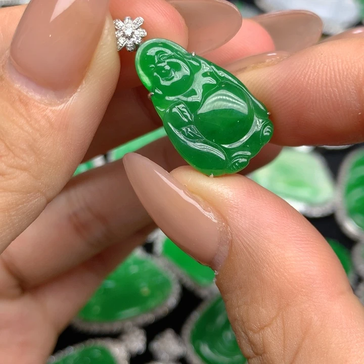 翡翠18K金镶嵌吊坠(不含链)