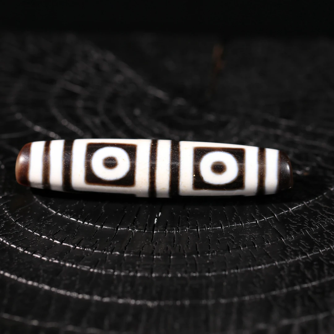 甜珠阁【行运任晓潘臻品】地门四眼黑白复古藏风精品天珠饰品锁骨链