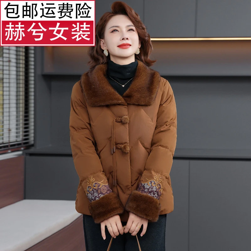 中年外套秋冬冬季冬装棉衣中老年棉服妈妈装短款时尚加绒加厚中长