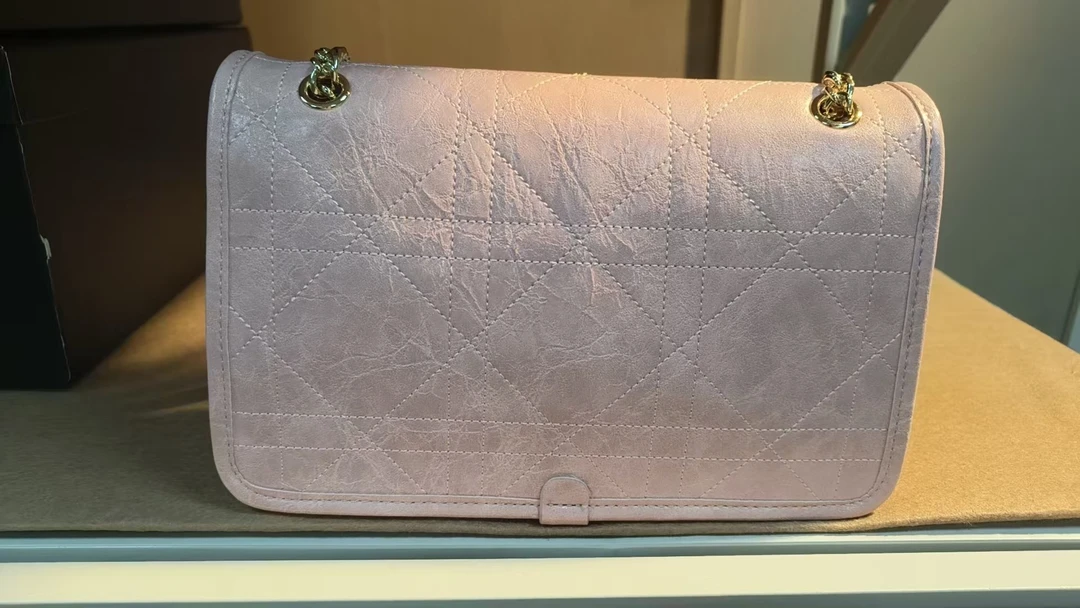 TOLEX2025新款手工时尚百搭菱格女v翻盖粉色21cm