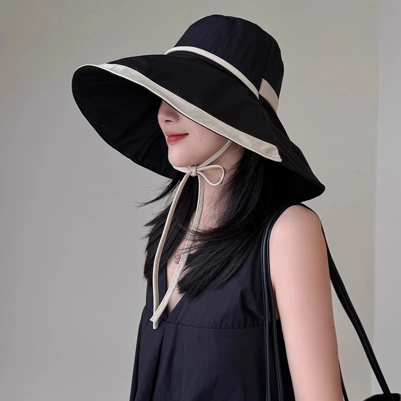 大檐防晒帽子女春夏季环绕式防紫外线渔夫帽户外骑行遮阳帽太阳帽