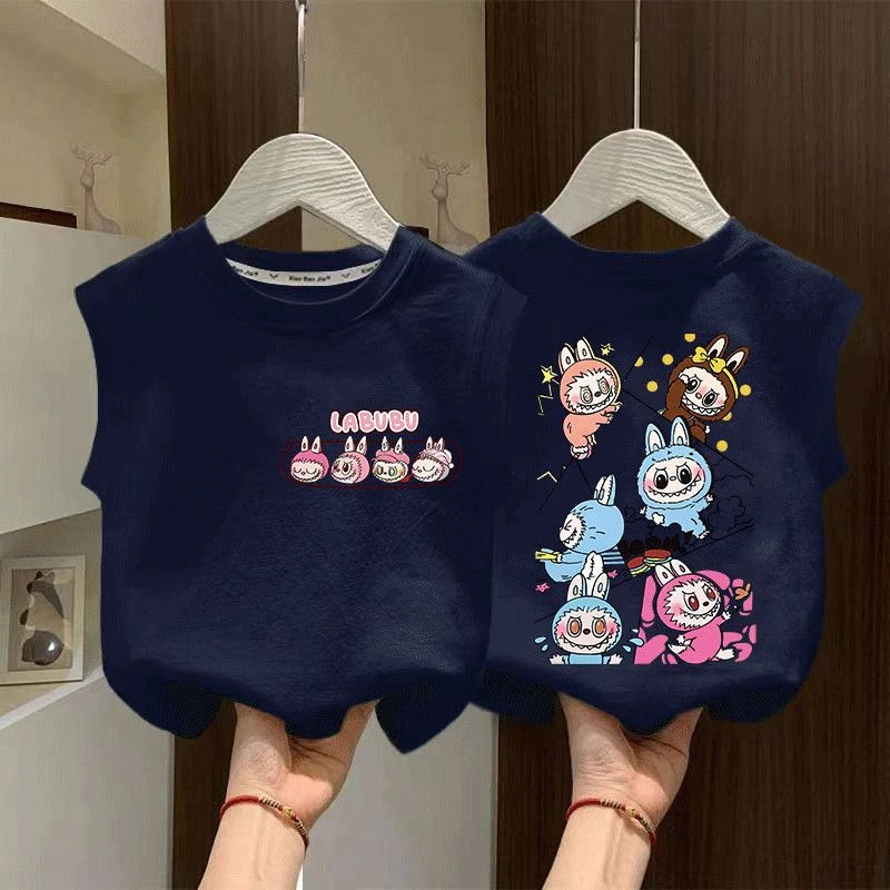 拉布布童装背心女童宝宝可爱百搭t上衣小女孩韩系ins纯棉T恤t无袖