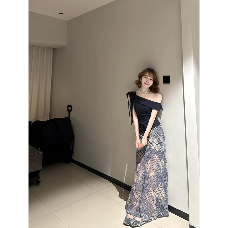 韩系设计感高腰包臀半身裙女夏季新款洋气百搭小众别致鱼尾长裙子