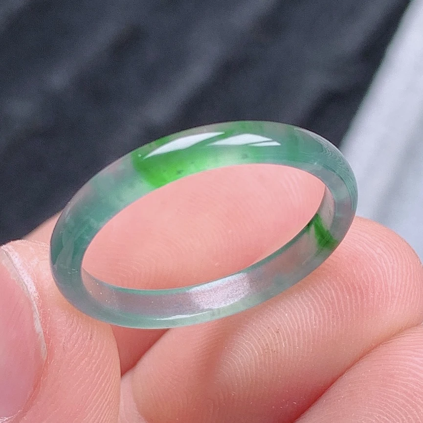 天然翡翠A货老坑冰种水润飘绿翡翠戒指指环20号圈口内径19mm$59