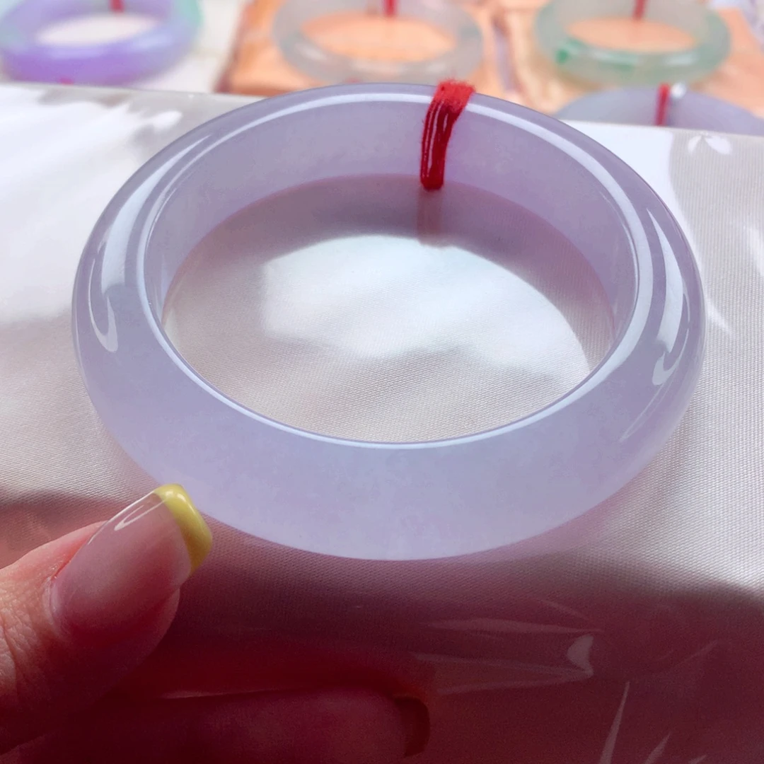 翡翠未镶嵌手镯56 冰紫完美种色兼备超值价 灵