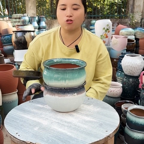 口19高12瑕疵两个盆。