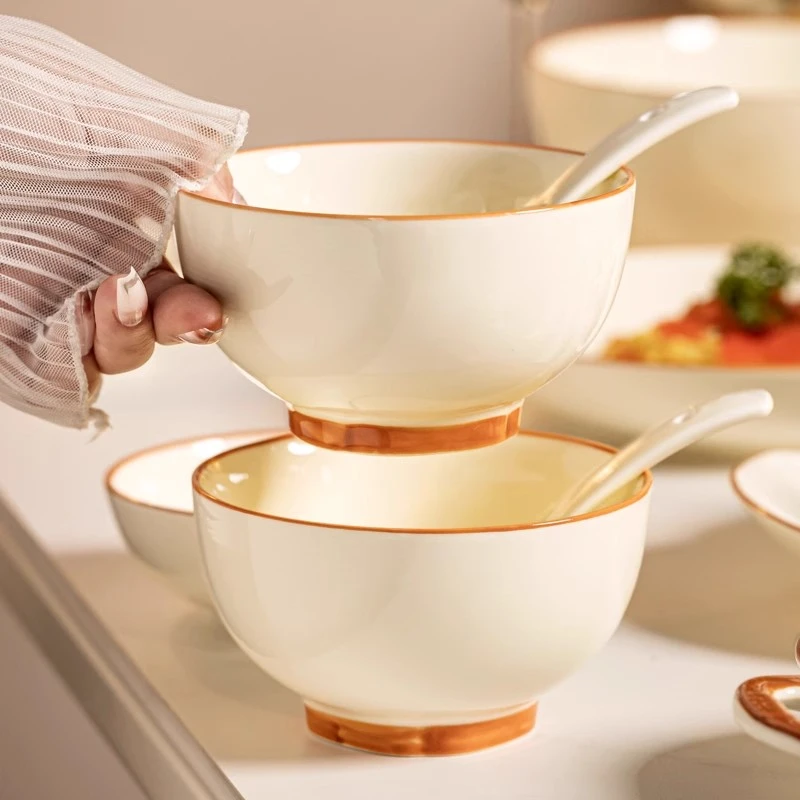 陶瓷碗盘家用菜盘2025款高级感餐具奶油风碗盘子菜盘釉下彩餐盘A