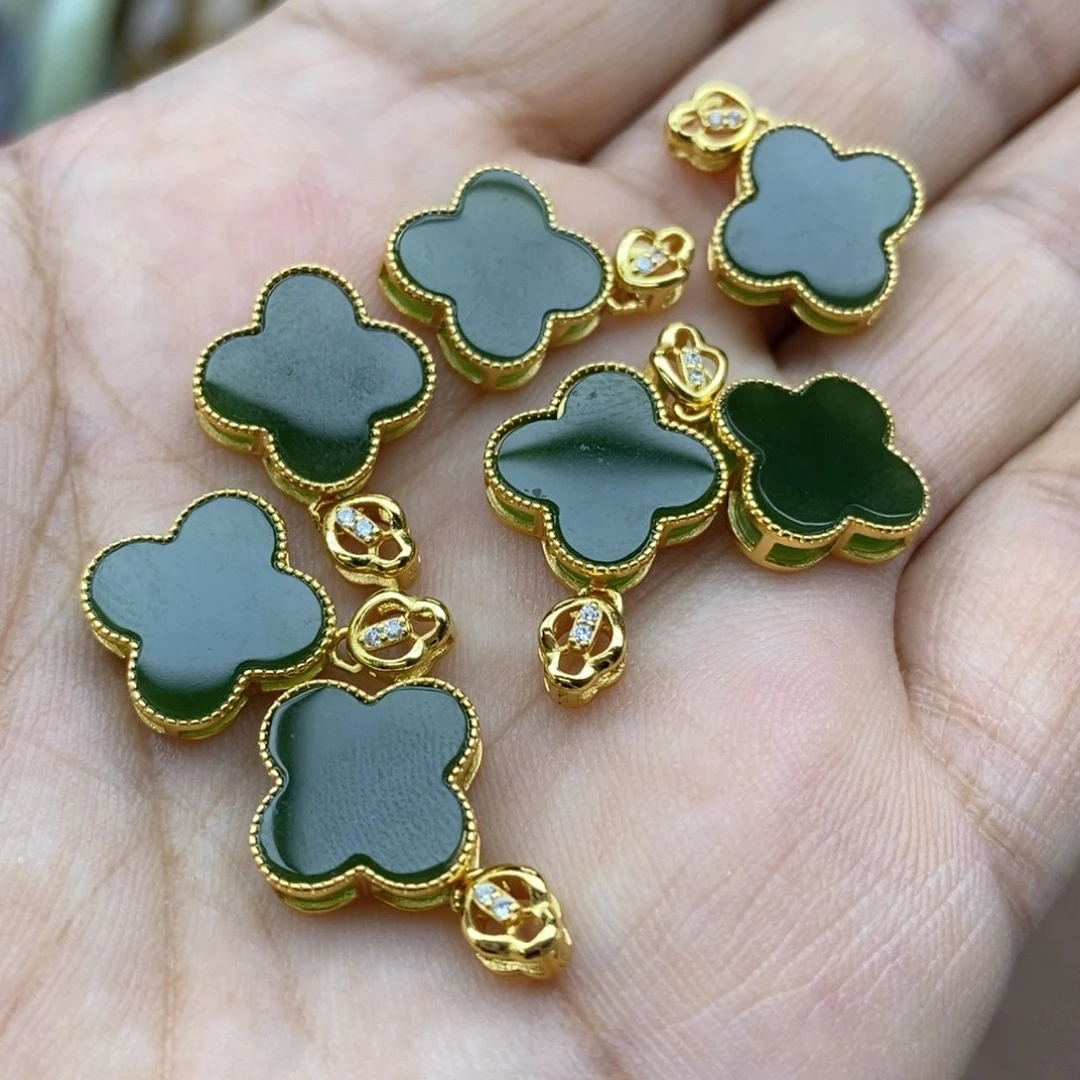 和田玉银S925镶嵌吊坠(不含链)