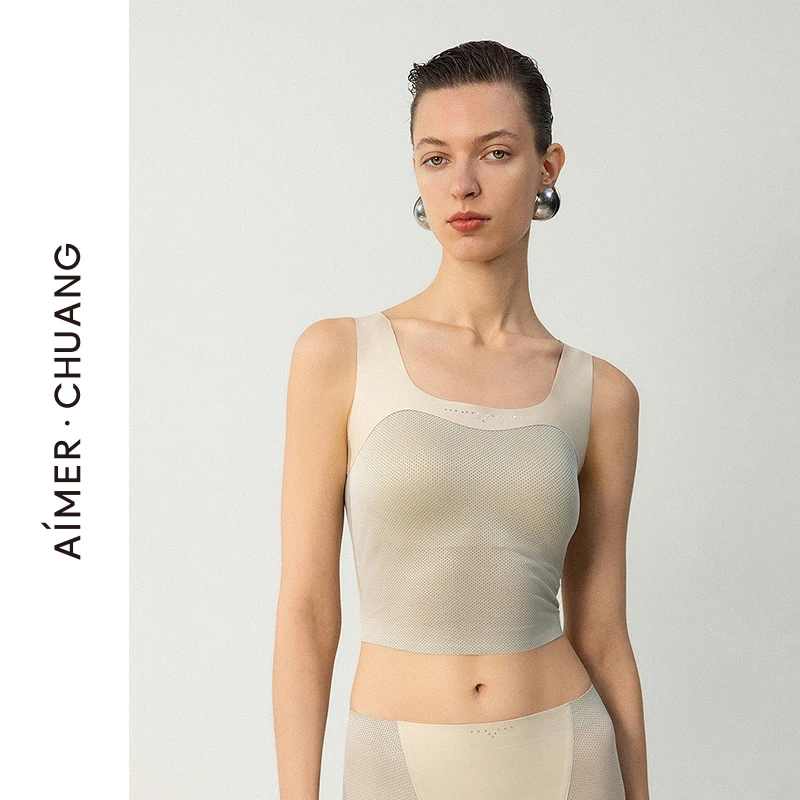 AIMER CHUANG锁甲4方领背心薄款吊带美背女式CA72158