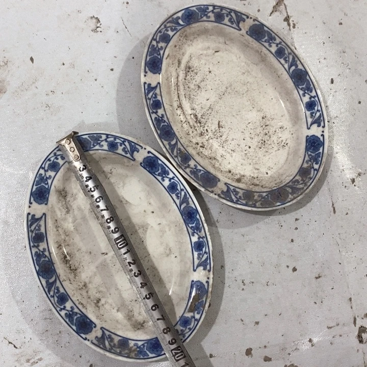 瓷片十厂釉中青花鱼盘一对