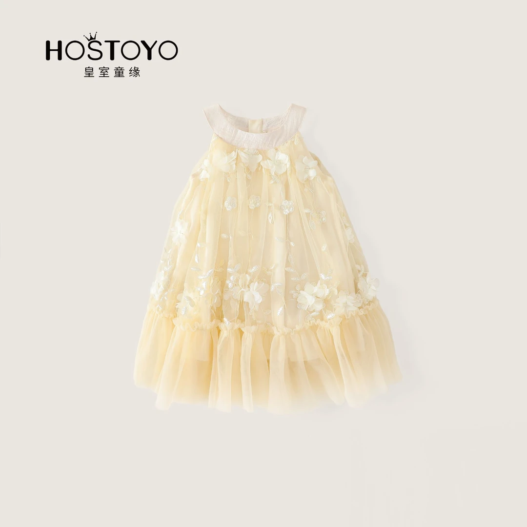 【皇室童缘】2025女童连衣裙度假3d碎花刺绣重工夏季韩17620477005