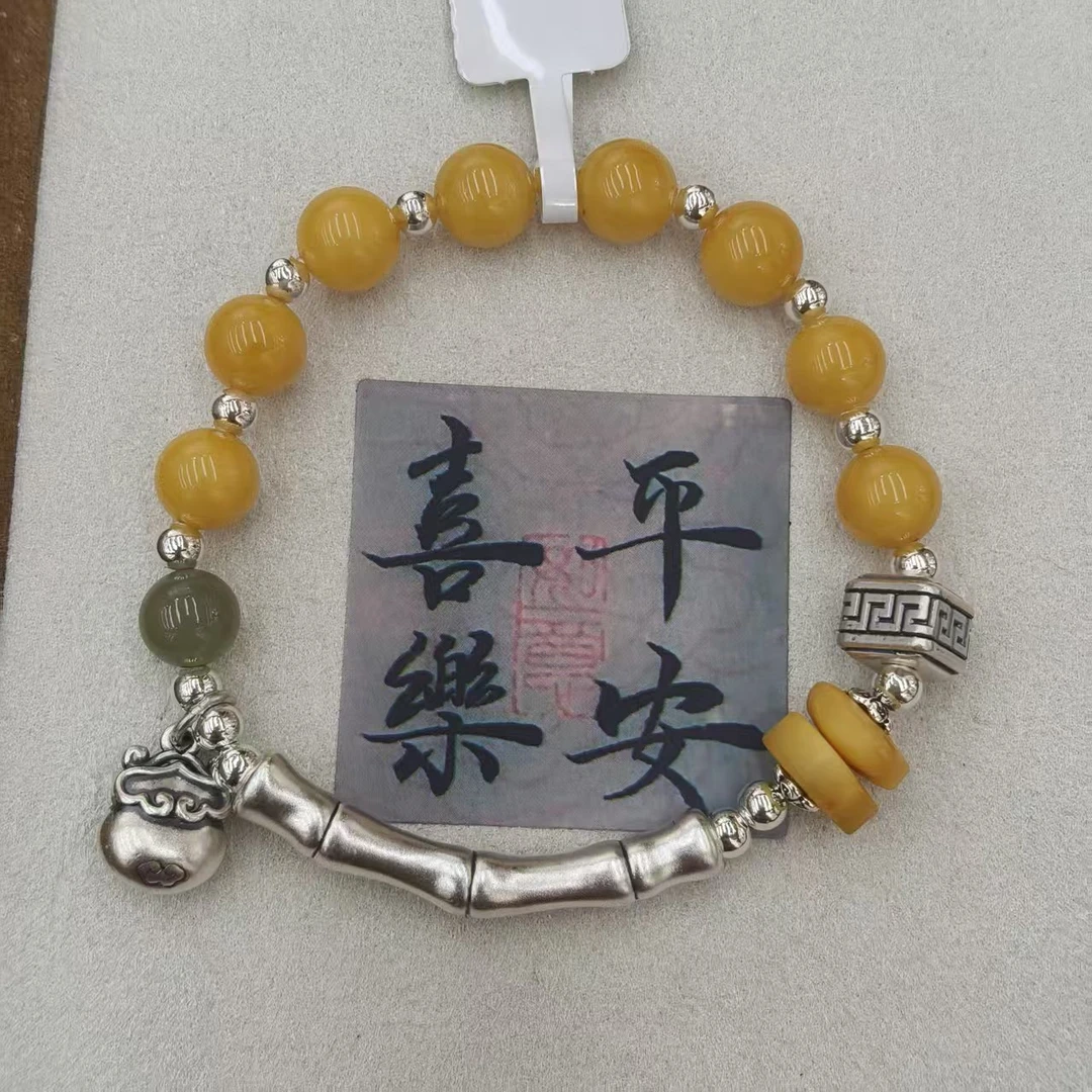 足银手链 足银竹节弯管蜡蜡田田手链