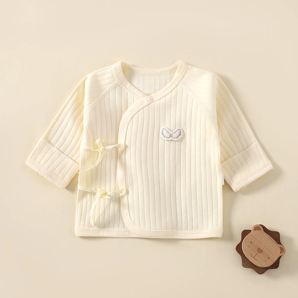 新生儿预产期A类纯棉无骨上衣婴儿系带半背衣春秋季满月服待产包