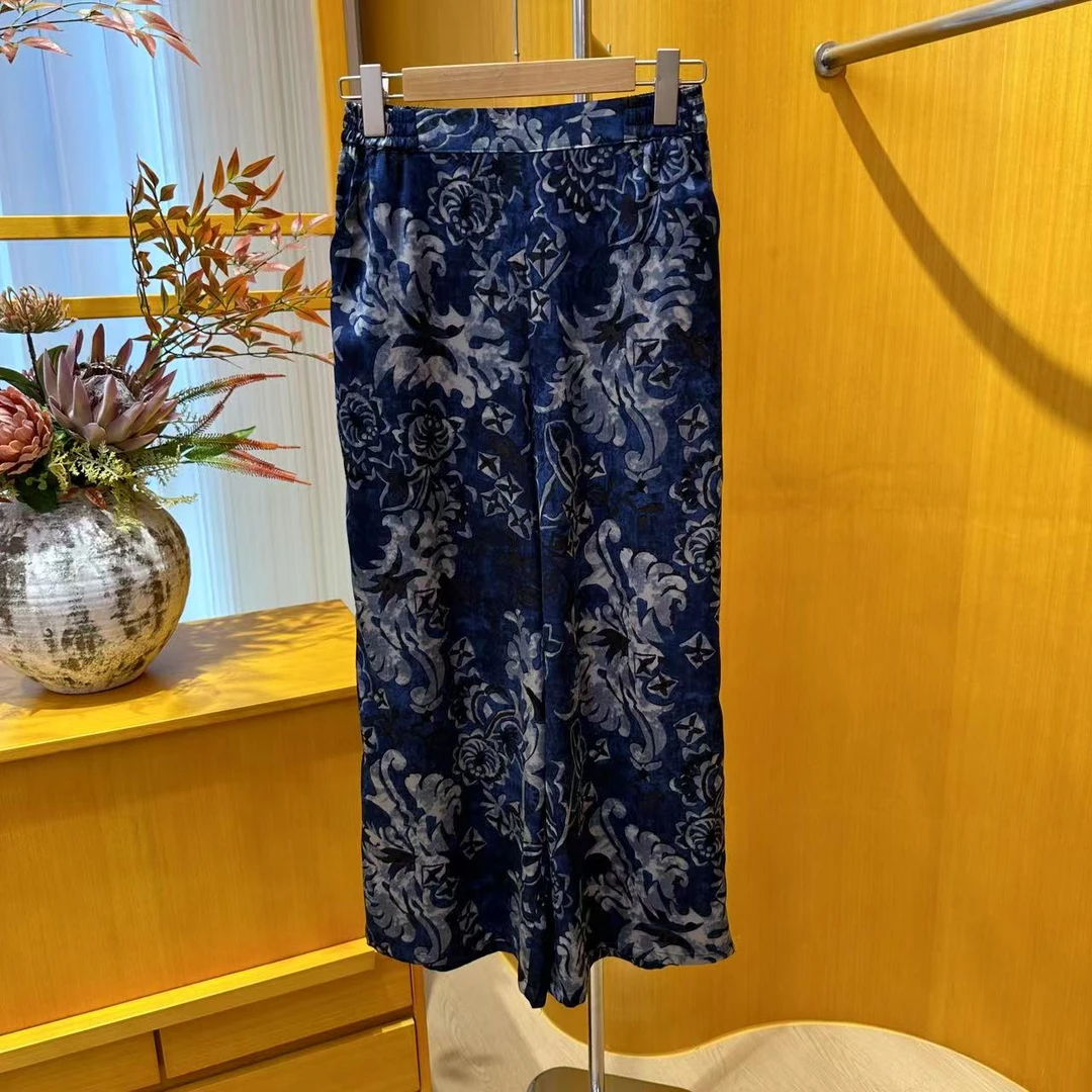 【锦雲】星辉｜印花时尚提花夏季长裤阔腿裤气质薄款休闲裤复古