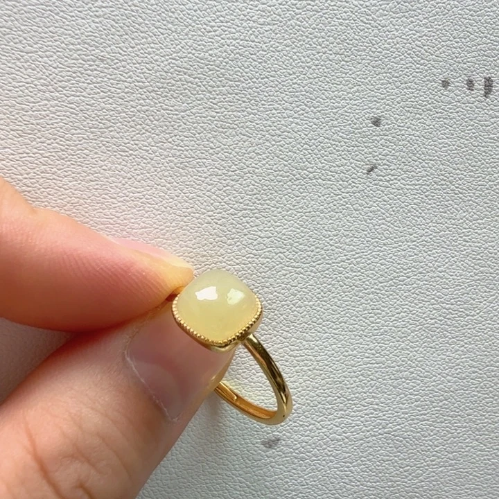 银S925镀金镶嵌戒指和田玉