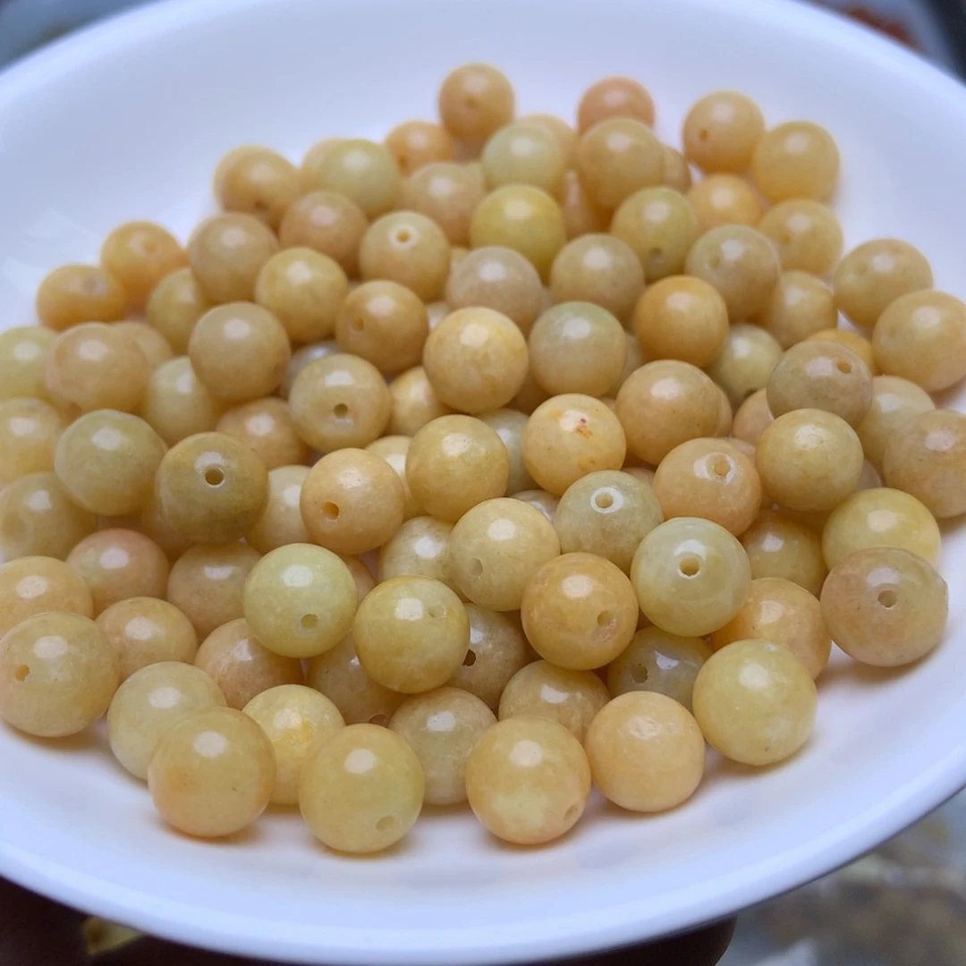 手链翡翠未镶嵌卡7.6冰黄30个