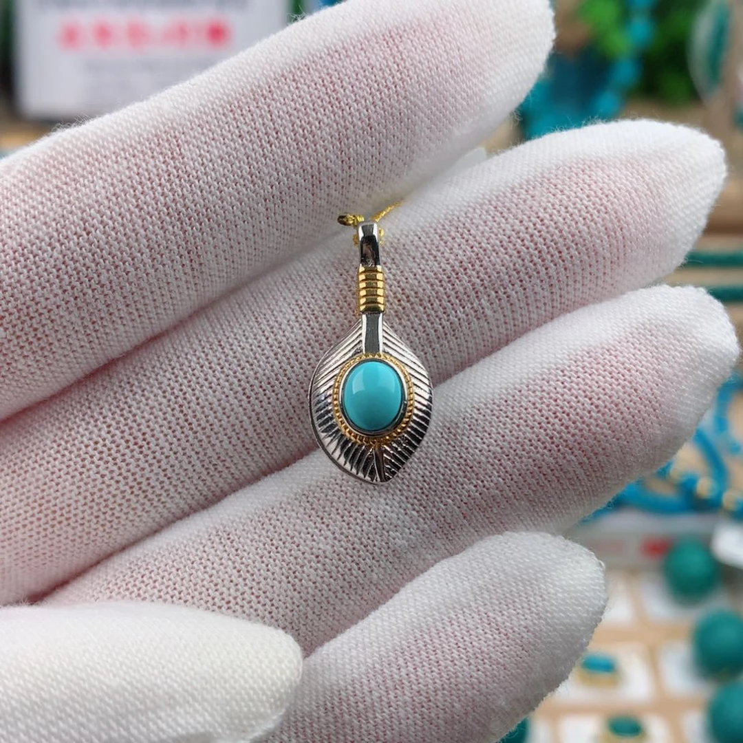 绿松石银S925镶嵌卡子