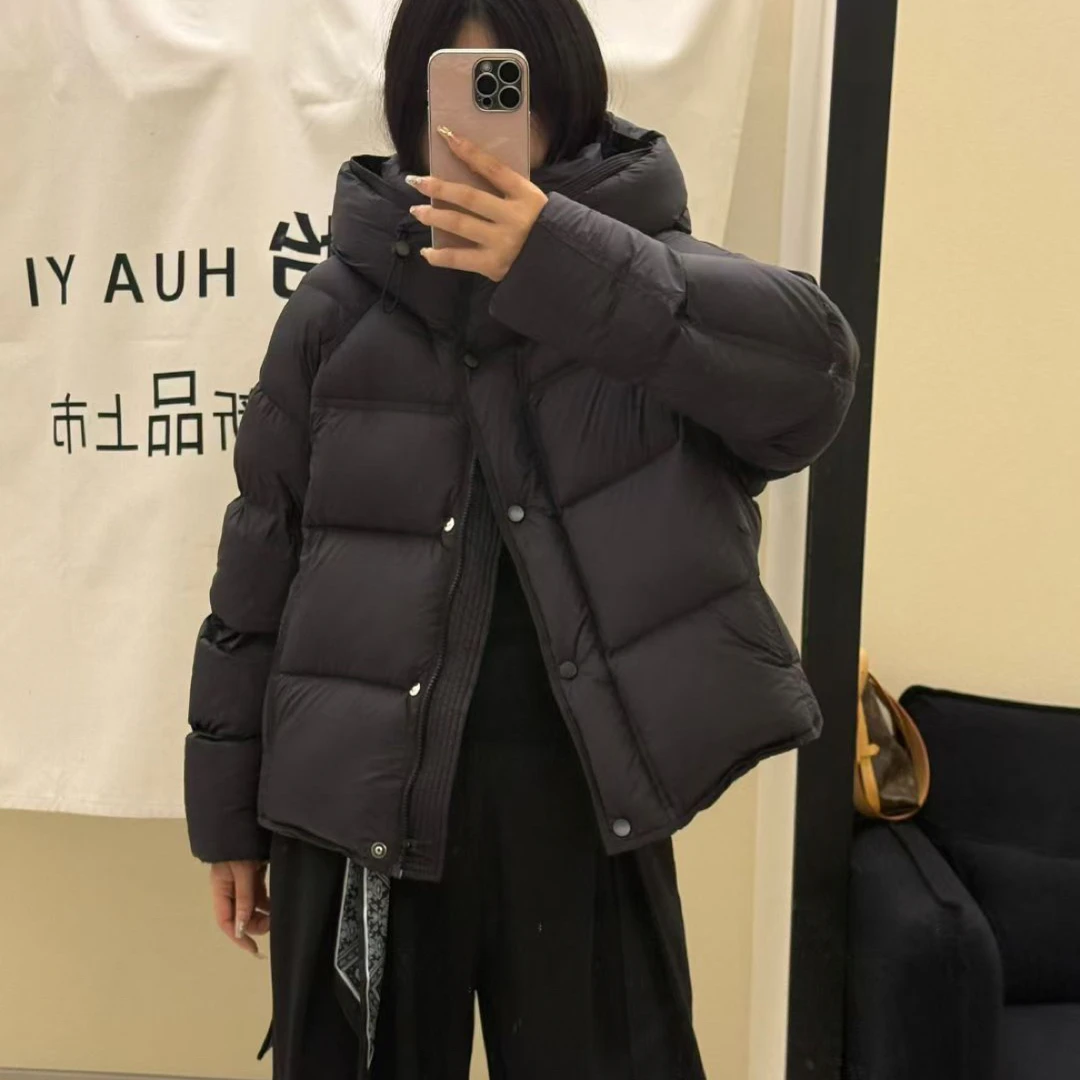 泡芙龟背爆款羽绒服女2025冬季新款《白鸭绒连帽面包服软糯外套》