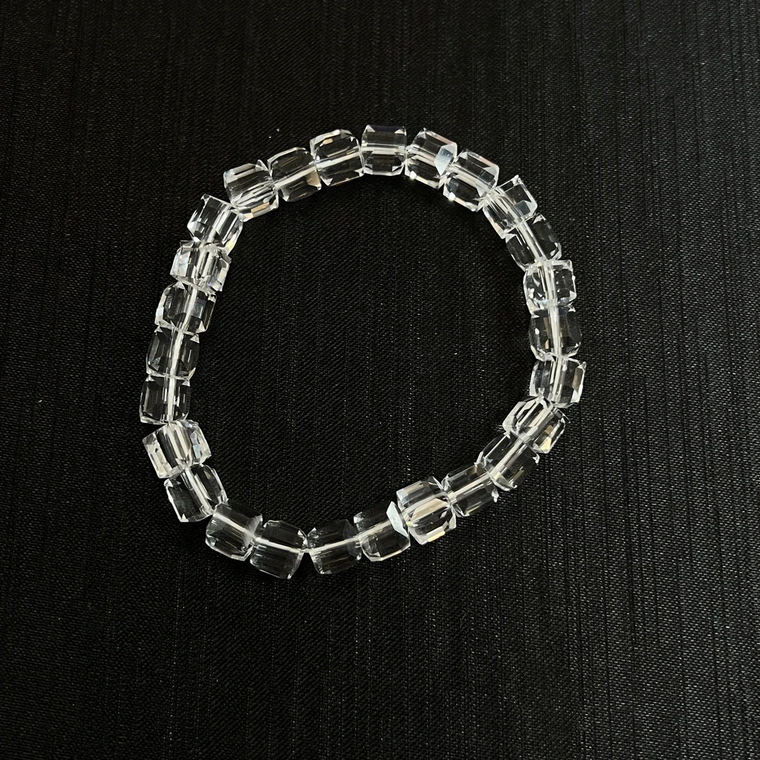 白水晶方糖手串7m+*（多样性发一件）453
