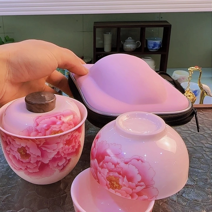 青花瓷器茶具茶叶罐旅行套装