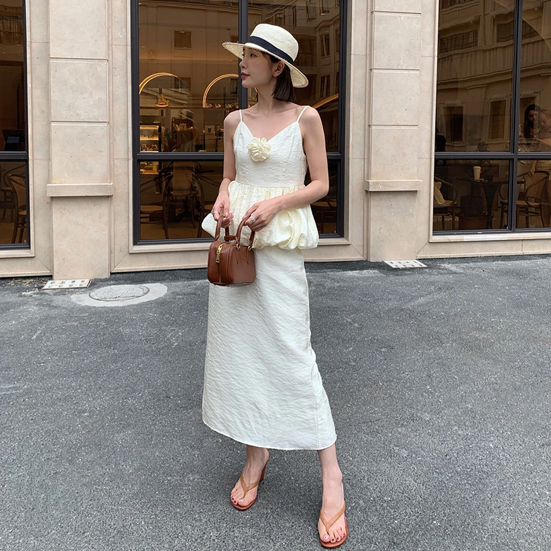 夏法式名媛纯欲气质两件套裙装时尚套装S1137